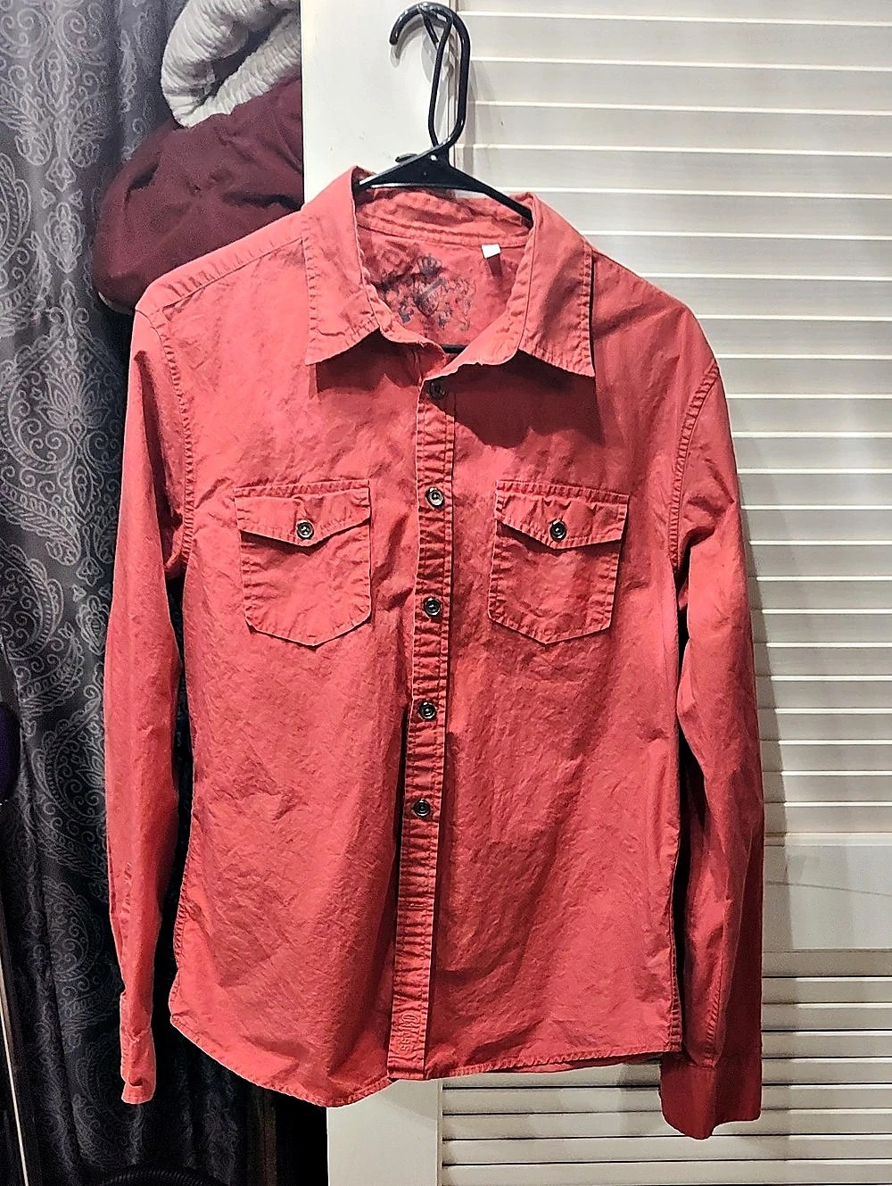 Guess Casual Utility Shirt in Coral Size Large